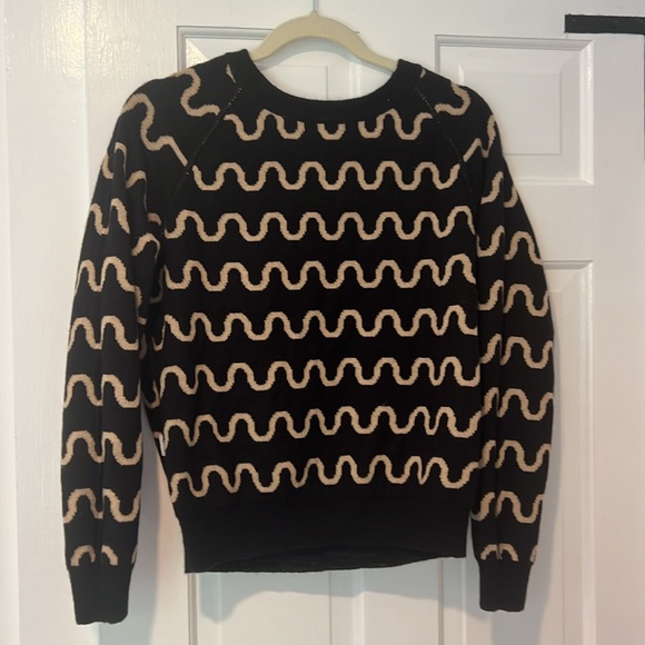 Emerson Fry Reversible Loki Stripe Camel + Black Alpaca Sweater, SM - Picture 4 of 6